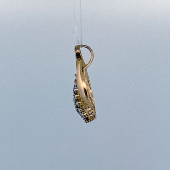 Estate Sterling Silver 925 CZ Cluster Pendant Gold Tone Teardrop No Chain - Picture 4 of 8